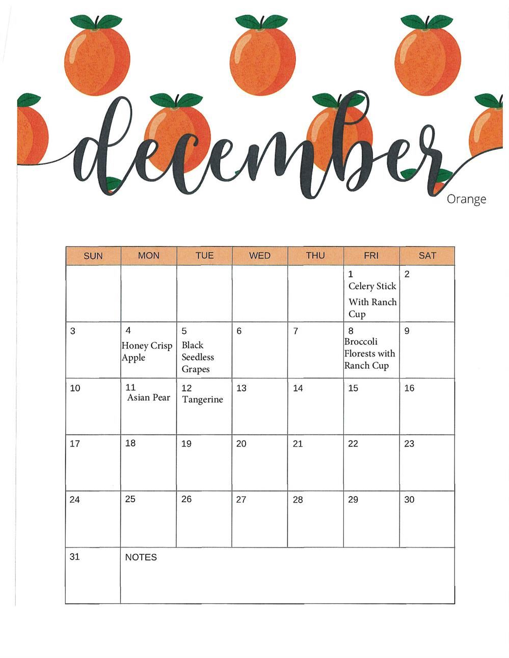  December FFVP Calendar